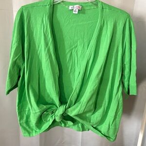 Women's Vibrant Green Knot Front Blouse